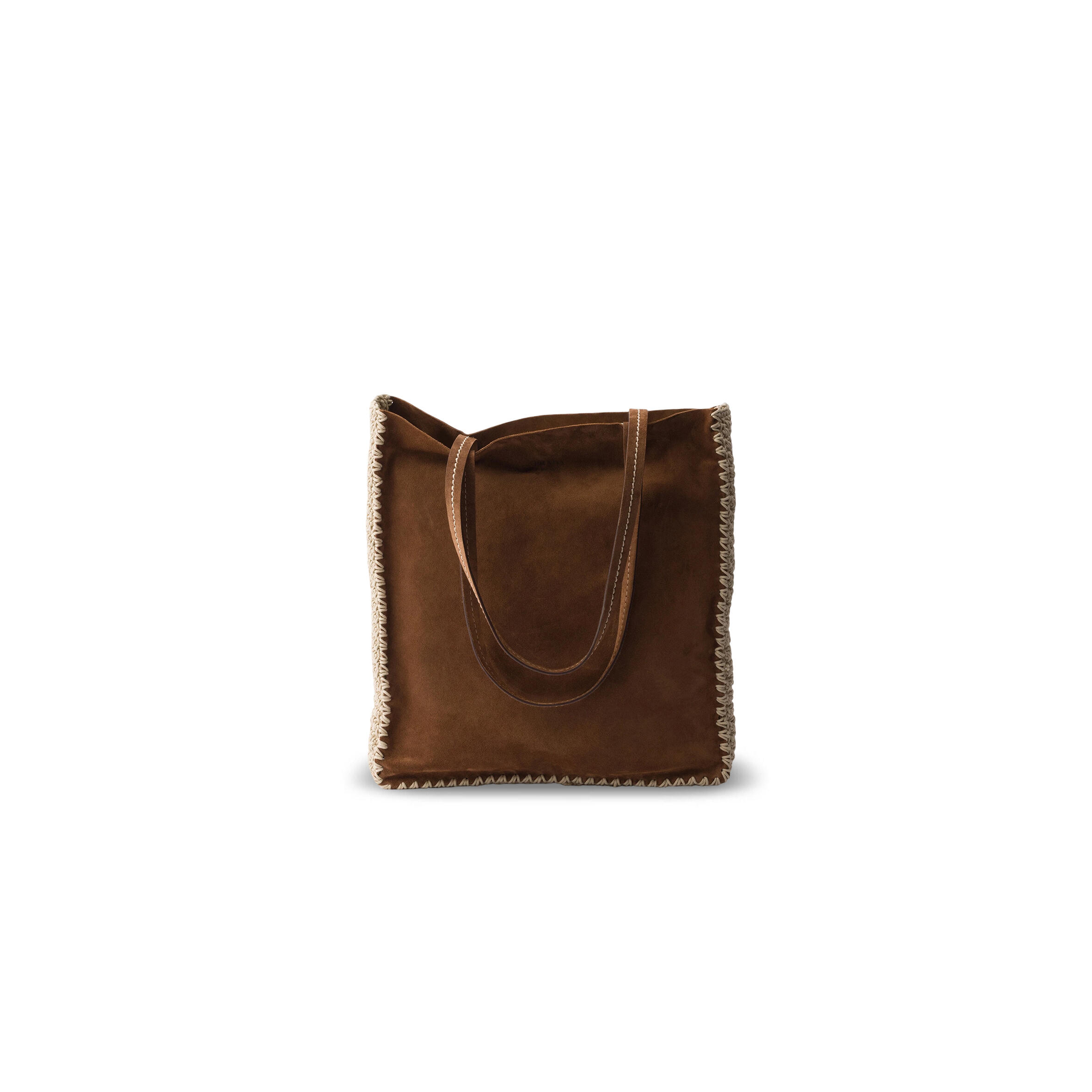 PRADA LARGE SUEDE AND CROCHET TOTE BAG 1BG658 (38*35*5cm)